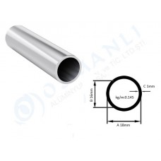 Alüminyum Boru Dış Çap 18mm X Et Kalınlık 1mm